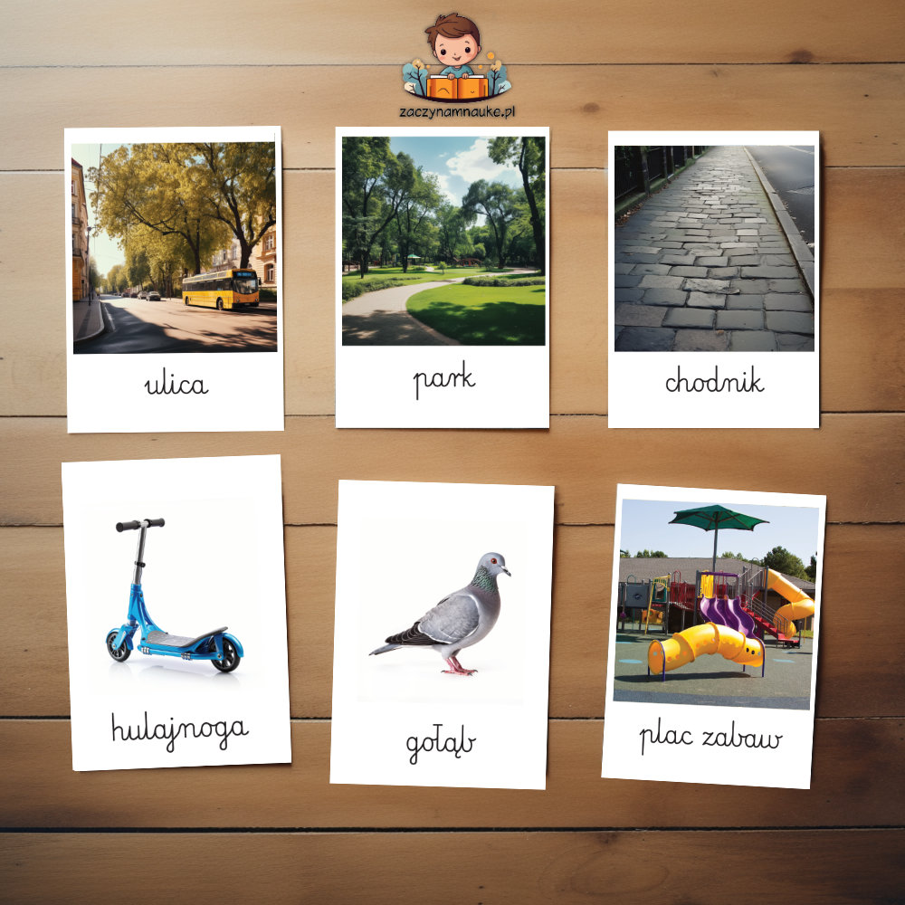karty obrazkowe na spacerze dla dzieci montessori