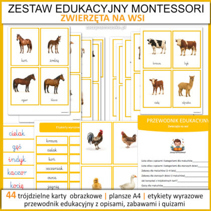 karty obrazkowe zwierzeta na wsi do druku trojdzielne karty montessori zwierzeta hodowlane gospodarcze 21