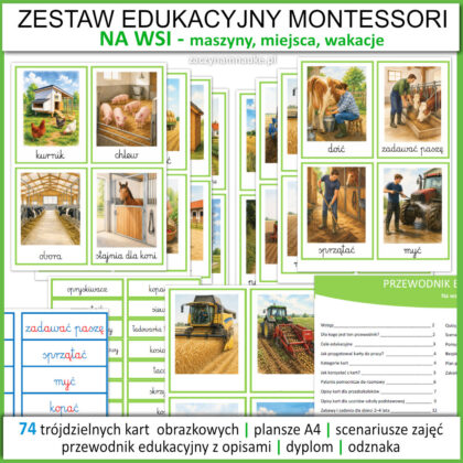 na wsi karty edukacyjne przedszkole szkola podstawowa wakacje maszyny rolnicze na farmie lato zajecia przedszkolne