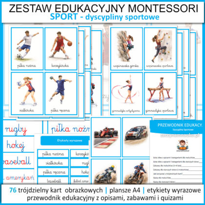 sport karty trojdzielne montessori do druku dyscypliny sportowe ruchomy alfabet karty pracy dzien sportu 2