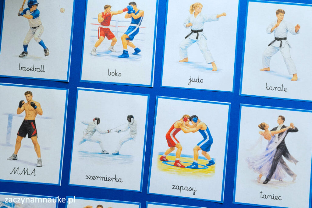 sport karty trojdzielne montessori do druku dyscypliny sportowe ruchomy alfabet karty pracy dzien sportu 32