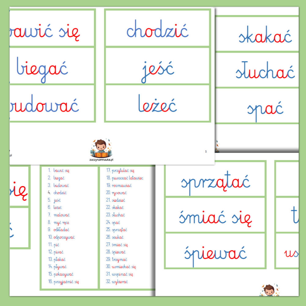 karty obrazkowe czynnosci pierwsze czasowniki karty montessori obrazki do druku nauki mowienia pierwsze slowa