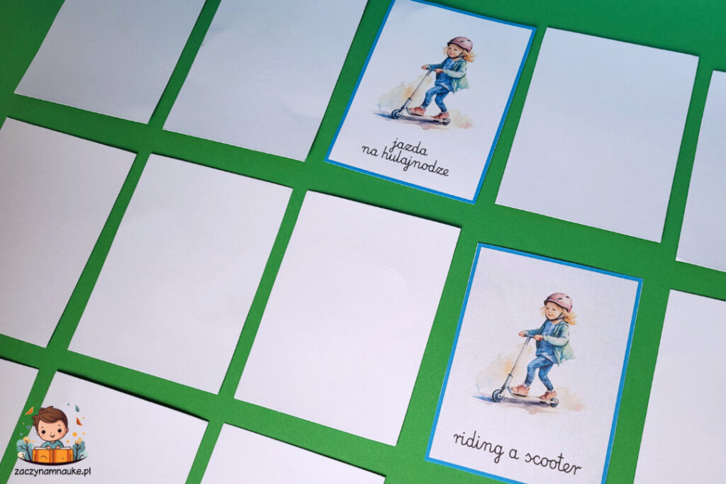 Jak grać w grę Memory po angielsku montessori 1
