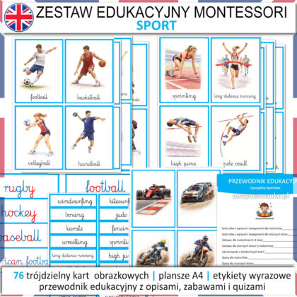 sports sporty po angielsku do druku obrazki dla dzieci do nauka angielskiego dyscypliny sportowe sports montessori flashcards 1