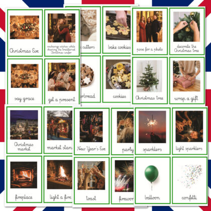 Karty Obrazkowe BOŻE NARODZENIE i SYLWESTER po angielsku - plik PDF jezyk angielski