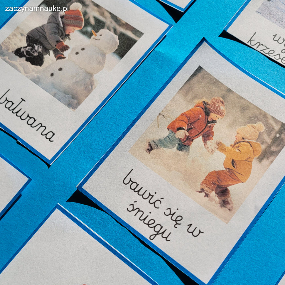 Karty Obrazkowe ZIMA dla dzieci - zimowe obrazdki do druku pdf
