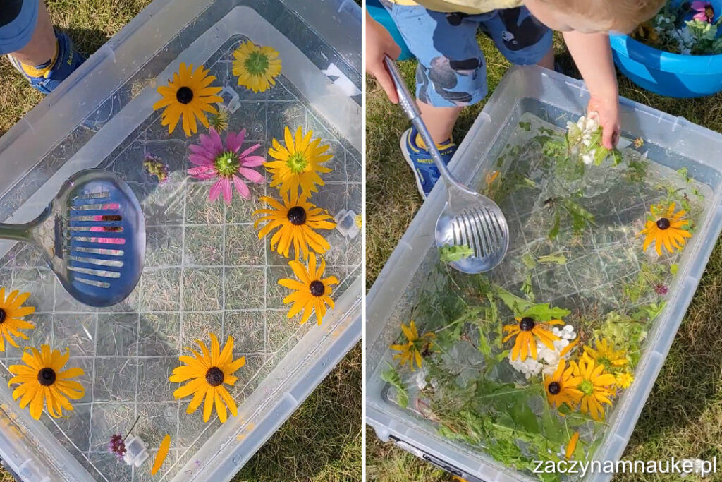 letnie zabawy na lato dla dzieci zabawa sensoryczna montessori przedszkole dwulatek