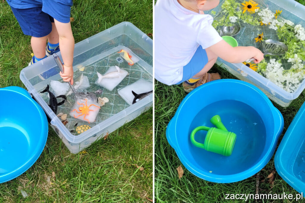 Sensoryczne zabawy na lato dla dzieci zabawa sensoryczna montessori przedszkole dwulatek