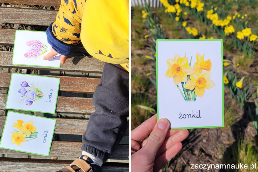 wiosenna zabawa dla dzieci pomysl na zabawe sensoryczna montessori wiosna symbole kwiaty