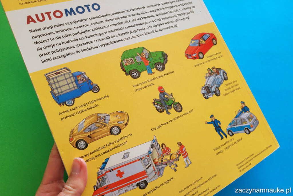 automoto babaryba ksiazka o autach samochodach dla dzieci pojazdy dwulatek sidel stefan 7