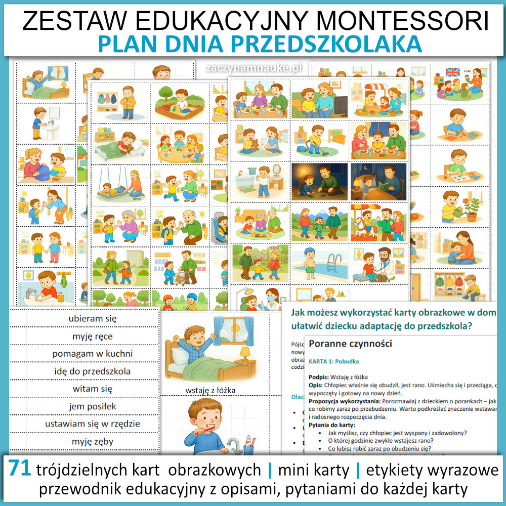 Plan Dnia dla Przedszkolaka 71 Kart Obrazkowych do Druku PDF obrazkowy plan dnia dziecka