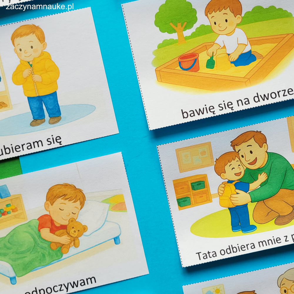 wizualny plan dnia przedszkolaka trzylatka karty obrazkowe nauka czasu moj dzien 3