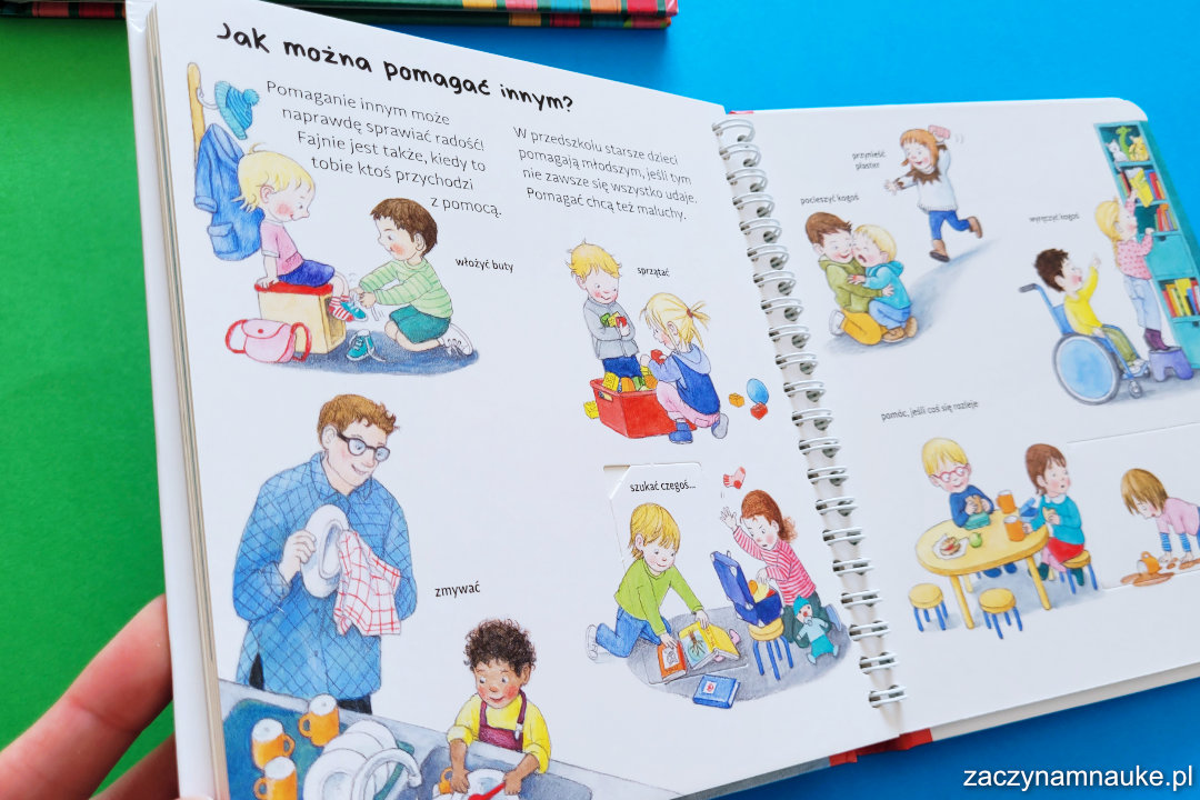 ksiazka z okienkami jak sie dzielic wspolpracowac  sam montessori dla dzieci przedszkole adaptacja 6