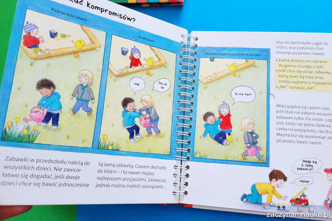 ksiazka z okienkami jak sie dzielic wspolpracowac  sam montessori dla dzieci przedszkole adaptacja 6