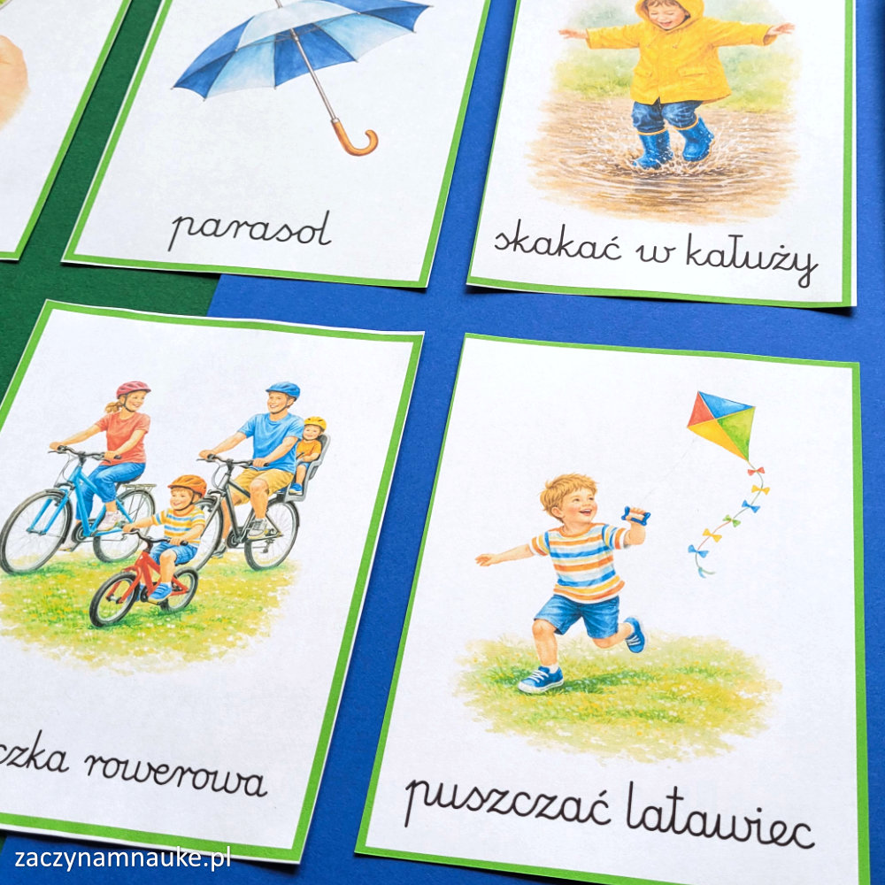 karty trojdzielne montessori wiosna symbole i zwiastuny wiosenne kwiaty pogoda ogrod 10