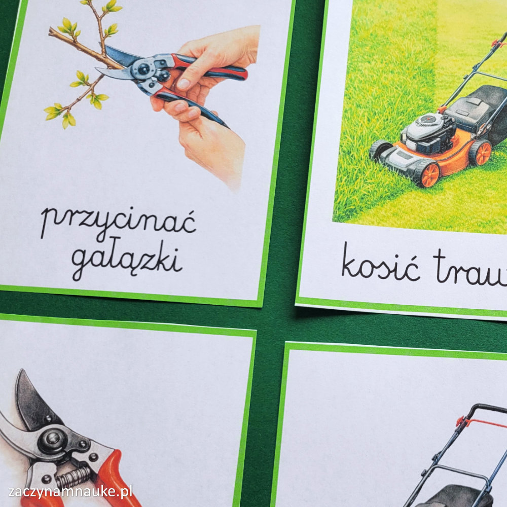 prace w ogrodzie dla dzieci na wiosne obrazki do druku montessori zwiastuny wiosny symbole wiosenne