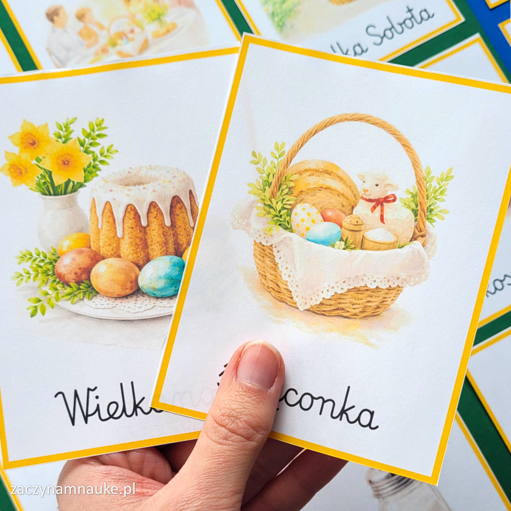 wielkanocne potrawy karty trojdzielne montessori wielkanoc do druku dla dzieci obrazki pdf symbole wielkanocne religia katecheza 5