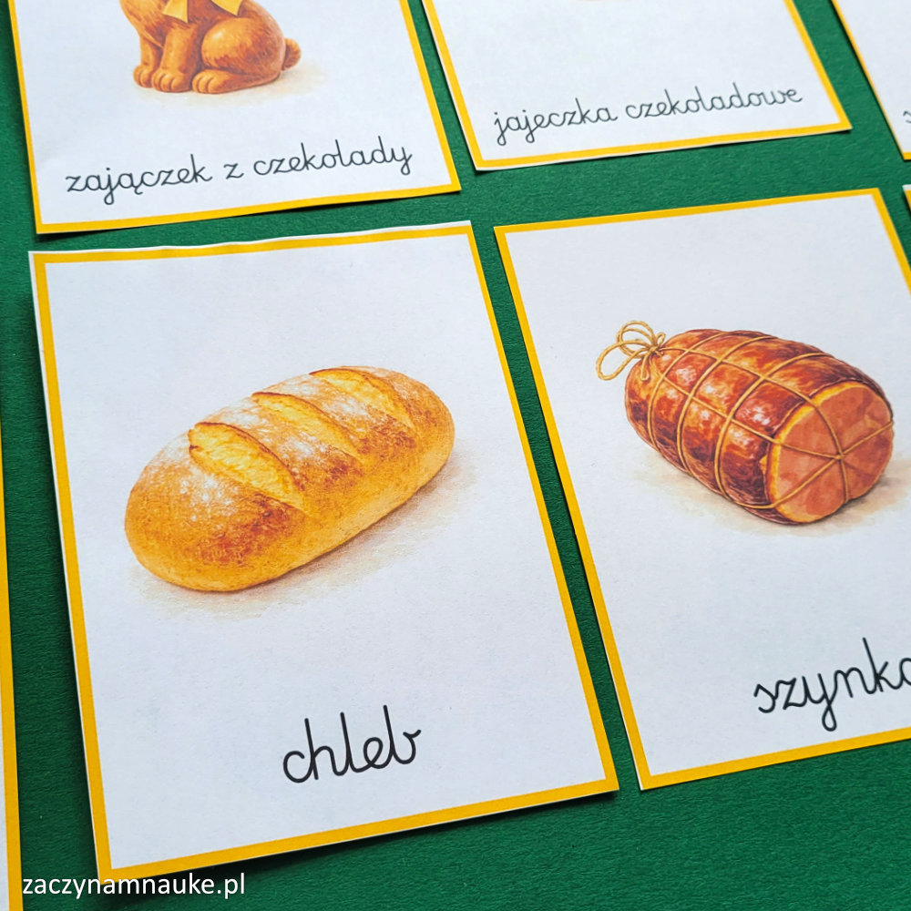 wielkanocne potrawy karty trojdzielne montessori wielkanoc do druku dla dzieci obrazki pdf symbole wielkanocne religia katecheza 5