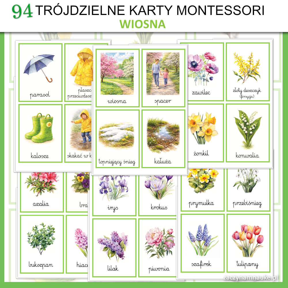 wiosna kraty obrazkowe do druku montessori trojdzielne symbole wiosny 10
