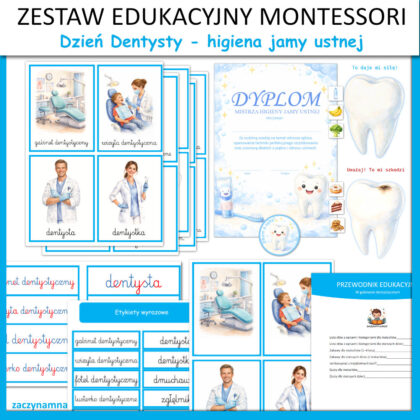 karty pracy dbamy o zeby higiena jamy ustnej przedszkole do druku zajecia montessori karty obrazkowe trojdzielne 4