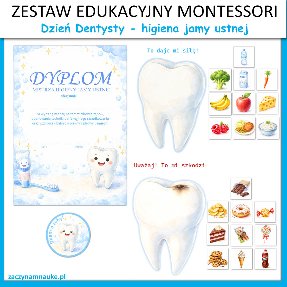 karty pracy dzien dentysty przedszkole do druku zajecia montessori karty obrazkowe trojdzielne 10
