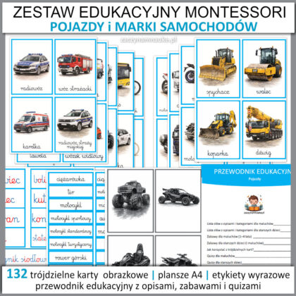 pojazdy do druku obrazki marki samochodow auta maszyny budowlane samoloty statki karty obrazkowe trojdzielne montessori 7