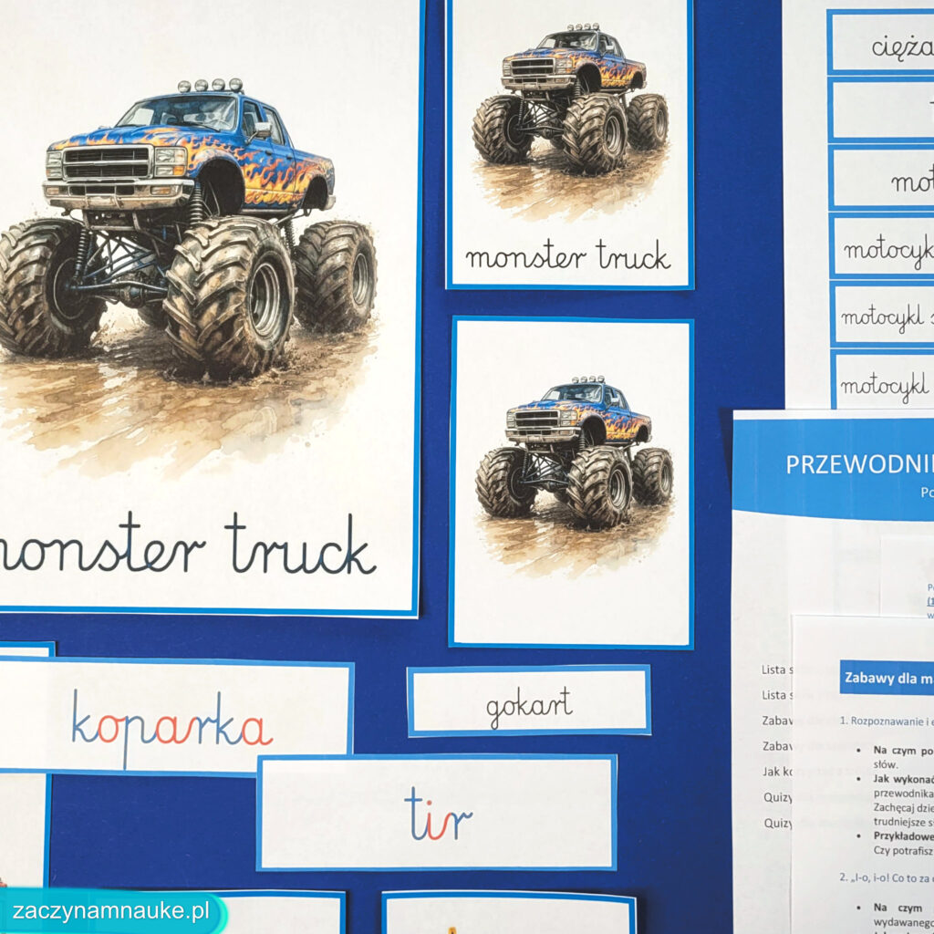 pojazdy obrazki do druku zestaw kart edukacyjnych montessori nazwy pojazdow marki aut samochody wiejskie kosmiczne budowlane