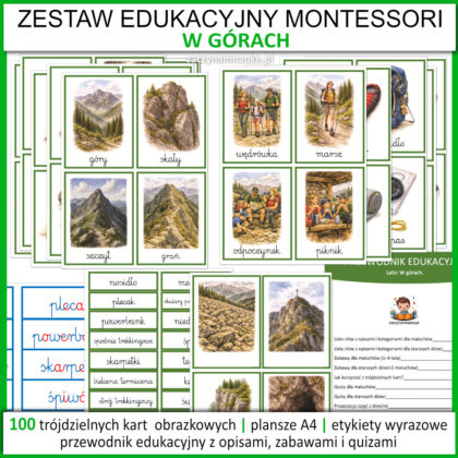 wakacje w gorach lato przedszkole karty pracy edukayjne montessori gorska wycieczka obrazki do druku pdf 1