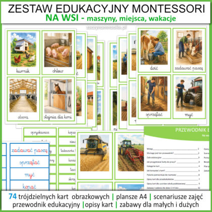 na wsi karty edukacyjne przedszkole szkola podstawowa wakacje maszyny rolnicze na farmie lato zajecia przedszkolne 1a