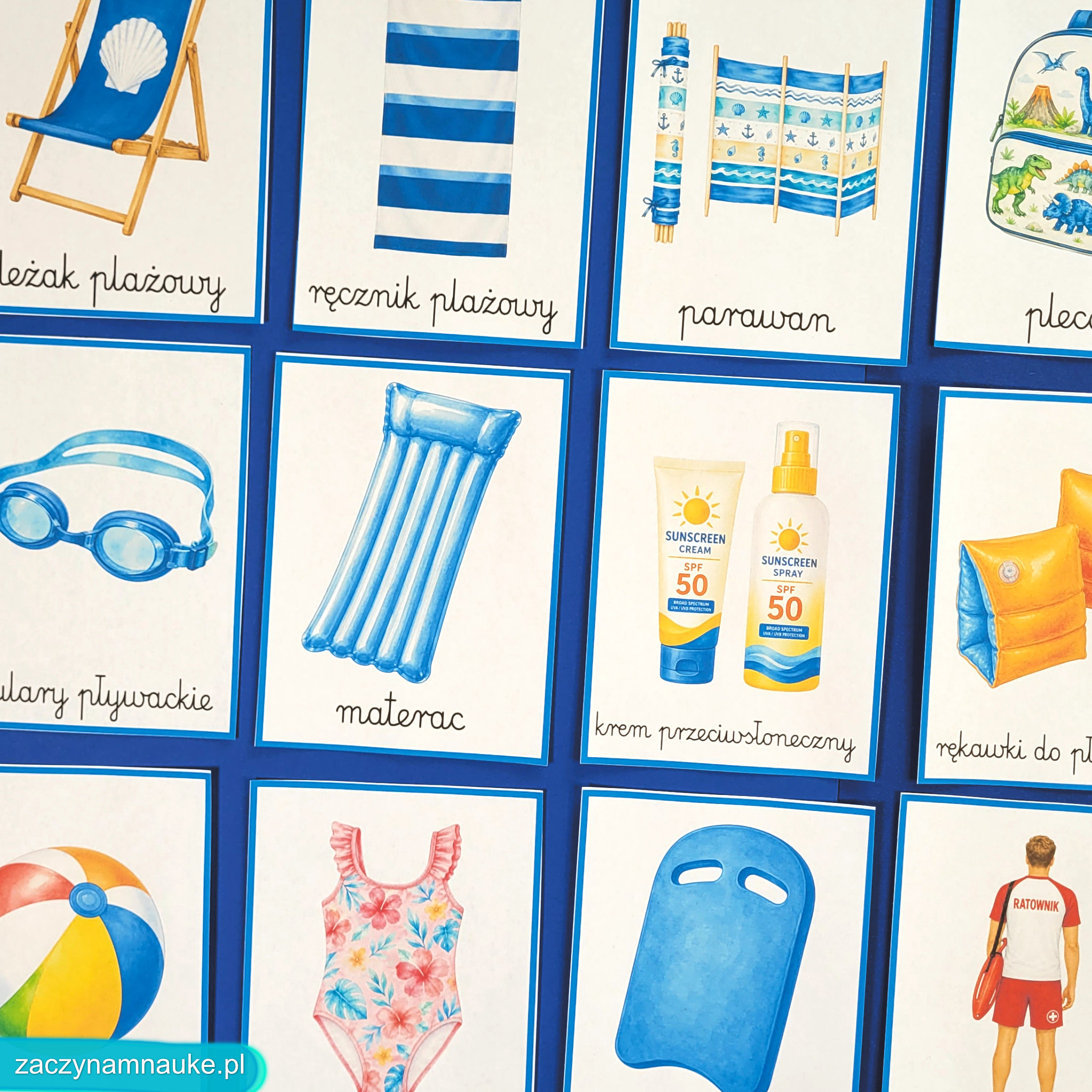 wakacje nad morzem lato nad woda szkola w przedszkolu zajecia gazetka do druku pdf zestaw edukacyjny montessori 3