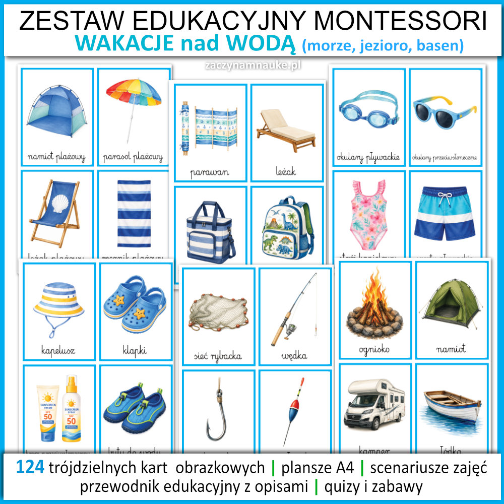 wakacje nad morzem przedszkole szkola do druku scenriusz zajec karty obrazkowe obrazki montessori zestaw edukacyjny pdf do druku latoo