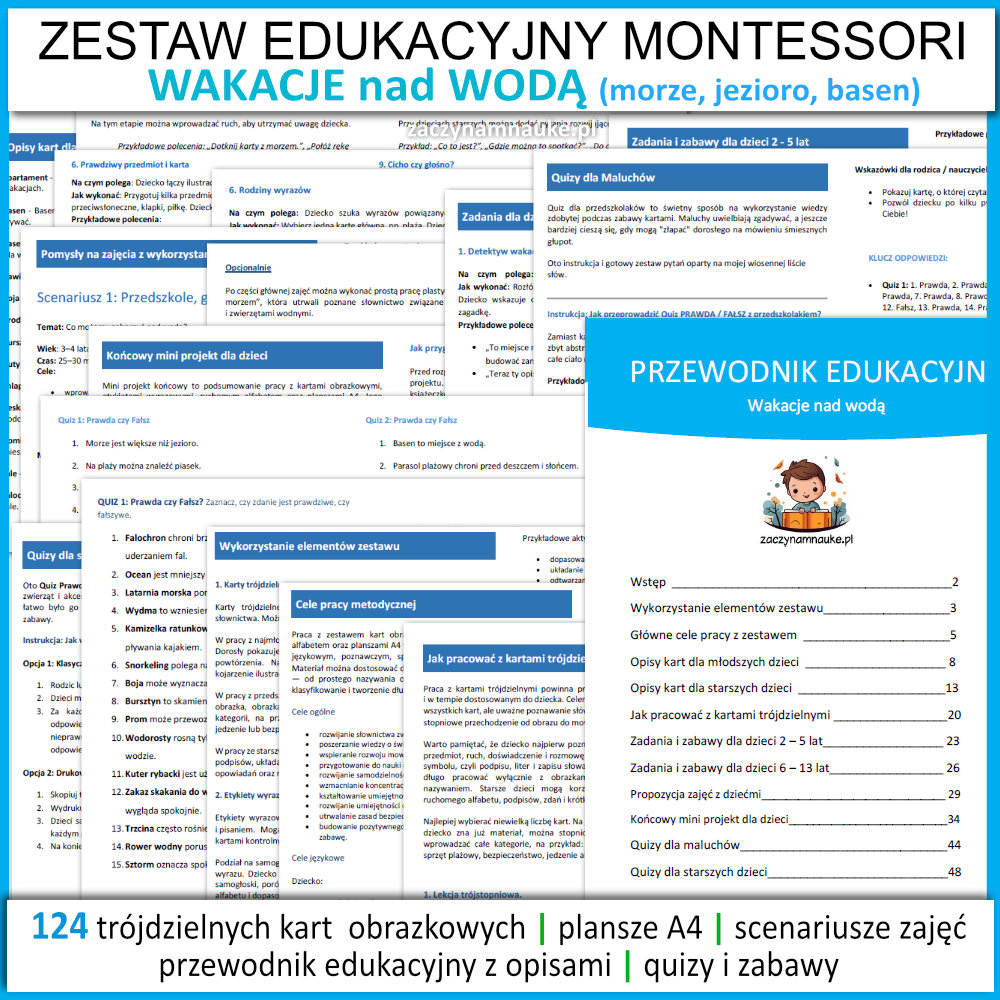 wakacje nad morzem scenariusz zajec przedszkole szkola zestaw edukacyny pdf do druku lato montessori