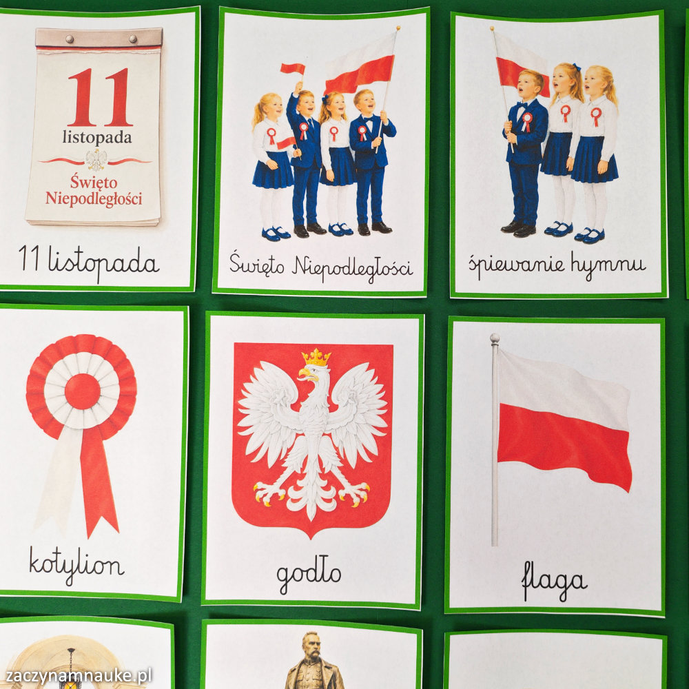 zestaw jesien do druku PDF przedszkole szkola podstawowa gazetka karty obrazkowe swieto niepodleglosci 11 listopada 4