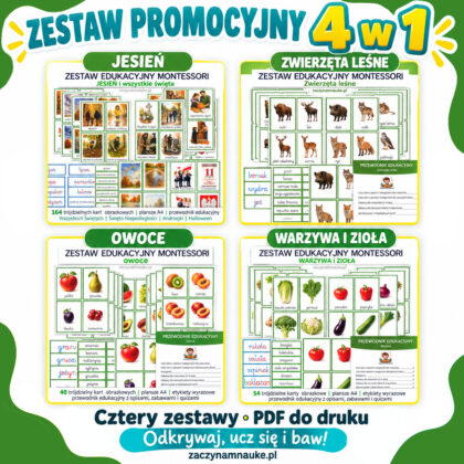 zestaw jesien do druku obrazki owoce warzywa zwierzeta dary jesieni drzewa prace jesienne dzien niepdoleglosci wszystkich swietych